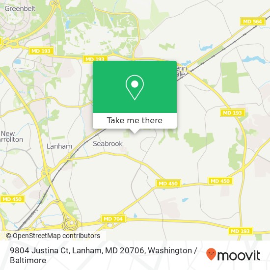 Mapa de 9804 Justina Ct, Lanham, MD 20706