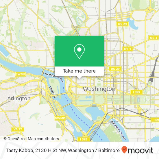 Mapa de Tasty Kabob, 2130 H St NW