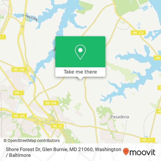 Mapa de Shore Forest Dr, Glen Burnie, MD 21060