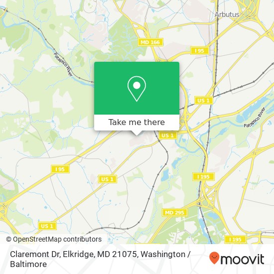 Claremont Dr, Elkridge, MD 21075 map