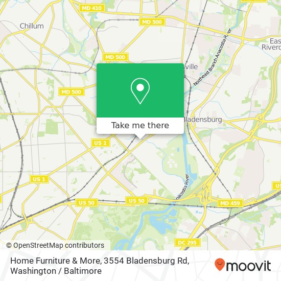 Mapa de Home Furniture & More, 3554 Bladensburg Rd