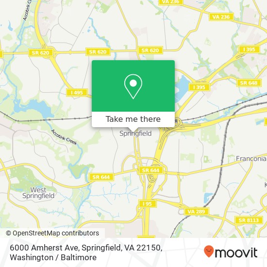 Mapa de 6000 Amherst Ave, Springfield, VA 22150