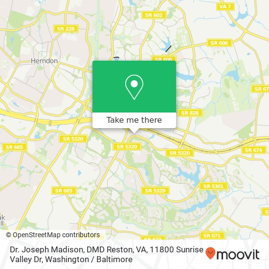 Mapa de Dr. Joseph Madison, DMD Reston, VA, 11800 Sunrise Valley Dr