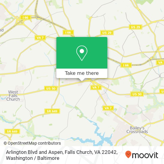 Arlington Blvd and Aspen, Falls Church, VA 22042 map