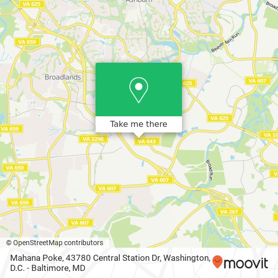 Mapa de Mahana Poke, 43780 Central Station Dr