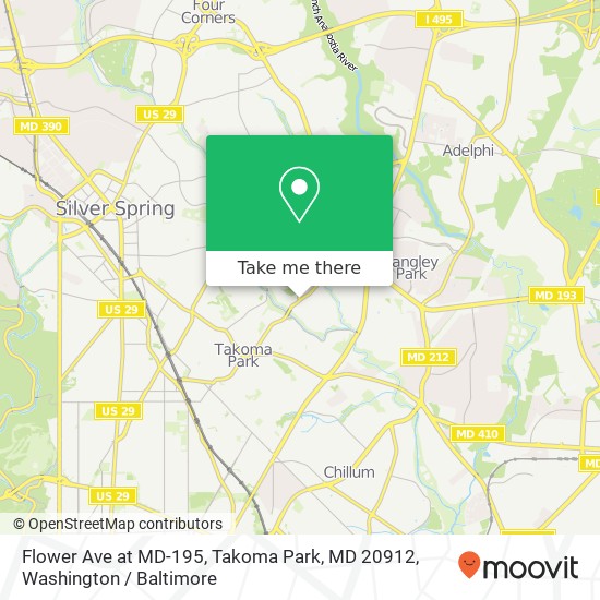 Flower Ave at MD-195, Takoma Park, MD 20912 map
