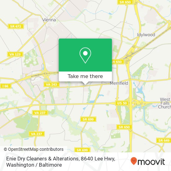 Mapa de Enie Dry Cleaners & Alterations, 8640 Lee Hwy