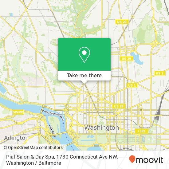 Piaf Salon & Day Spa, 1730 Connecticut Ave NW map