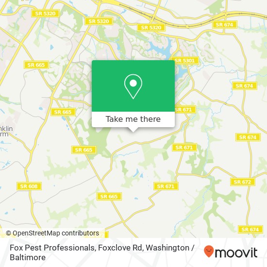 Mapa de Fox Pest Professionals, Foxclove Rd