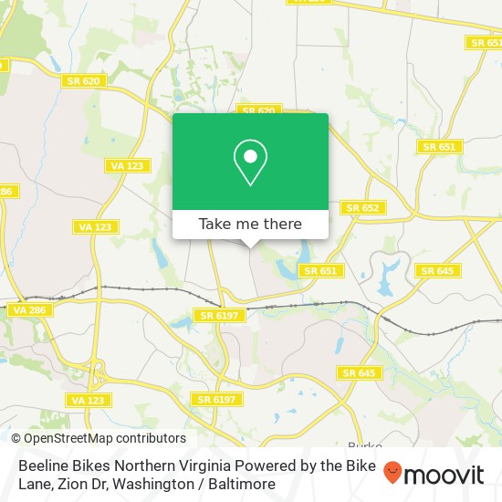 Mapa de Beeline Bikes Northern Virginia Powered by the Bike Lane, Zion Dr