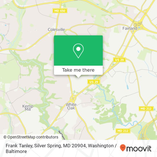 Frank Tanley, Silver Spring, MD 20904 map