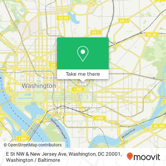 E St NW & New Jersey Ave, Washington, DC 20001 map