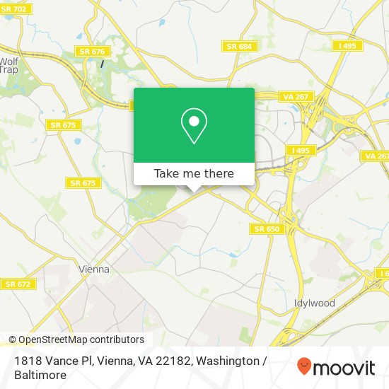 Mapa de 1818 Vance Pl, Vienna, VA 22182