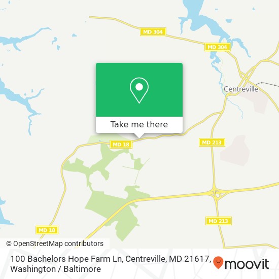 Mapa de 100 Bachelors Hope Farm Ln, Centreville, MD 21617