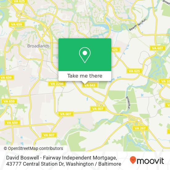 Mapa de David Boswell - Fairway Independent Mortgage, 43777 Central Station Dr