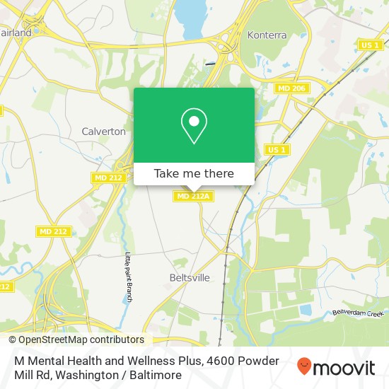 M Mental Health and Wellness Plus, 4600 Powder Mill Rd map