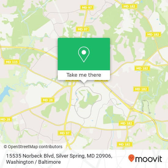 Mapa de 15535 Norbeck Blvd, Silver Spring, MD 20906