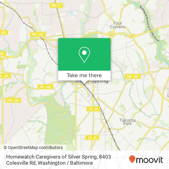 Homewatch Caregivers of Silver Spring, 8403 Colesville Rd map