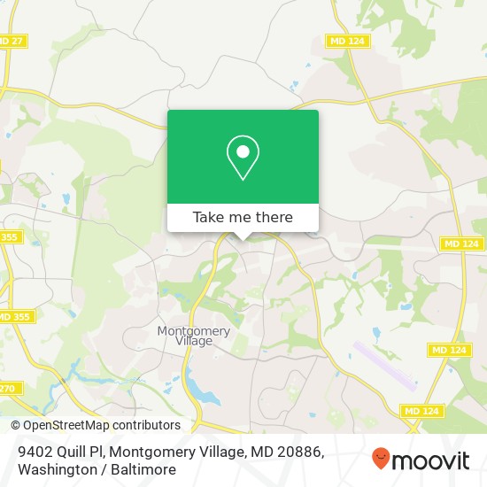 Mapa de 9402 Quill Pl, Montgomery Village, MD 20886