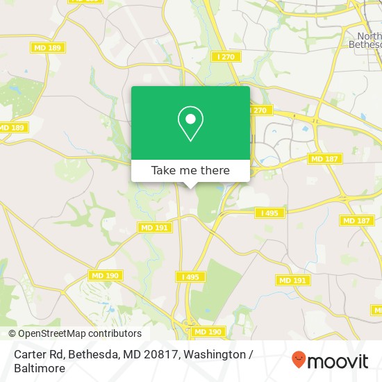 Mapa de Carter Rd, Bethesda, MD 20817