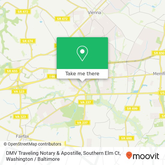 DMV Traveling Notary & Apostille, Southern Elm Ct map