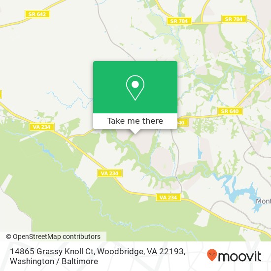 Mapa de 14865 Grassy Knoll Ct, Woodbridge, VA 22193
