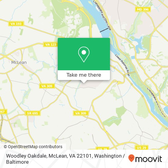 Mapa de Woodley Oakdale, McLean, VA 22101