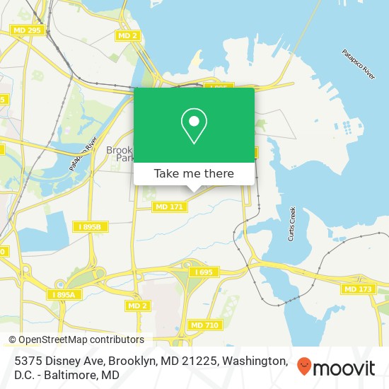 Mapa de 5375 Disney Ave, Brooklyn, MD 21225