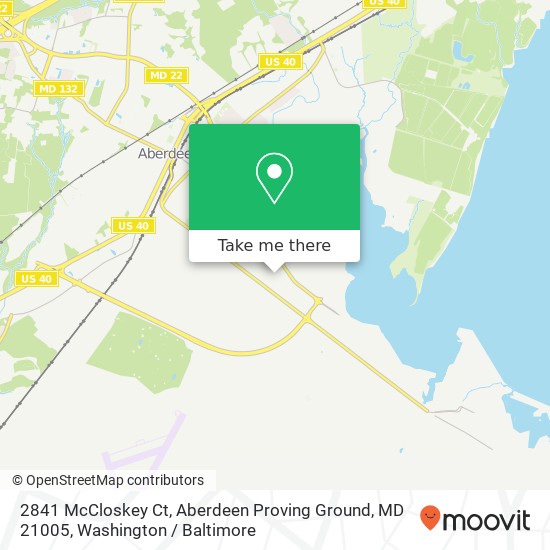 Mapa de 2841 McCloskey Ct, Aberdeen Proving Ground, MD 21005