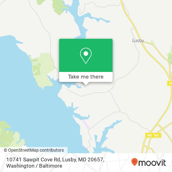 Mapa de 10741 Sawpit Cove Rd, Lusby, MD 20657