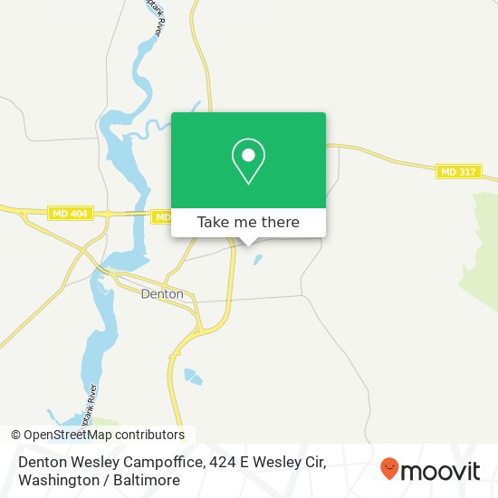 Mapa de Denton Wesley Campoffice, 424 E Wesley Cir