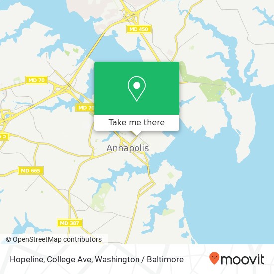 Mapa de Hopeline, College Ave