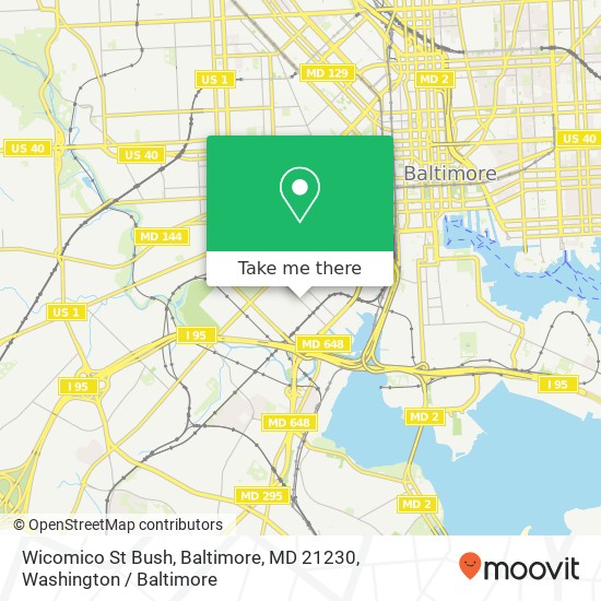 Mapa de Wicomico St Bush, Baltimore, MD 21230