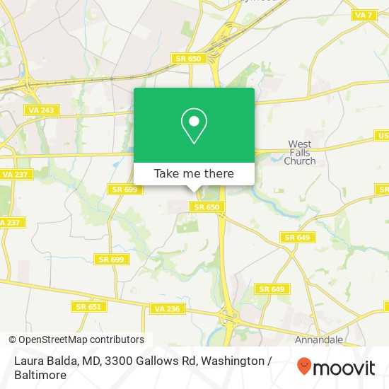 Mapa de Laura Balda, MD, 3300 Gallows Rd