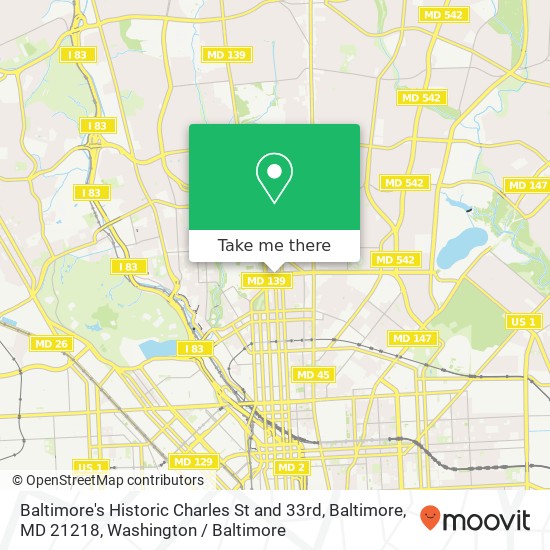 Baltimore's Historic Charles St and 33rd, Baltimore, MD 21218 map