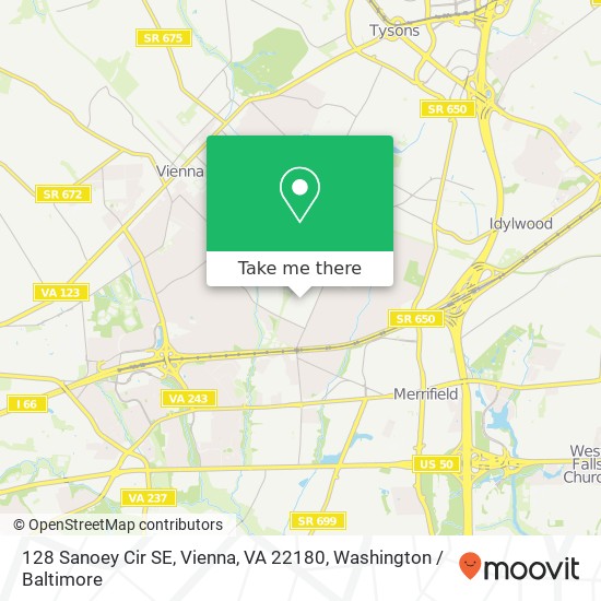 Mapa de 128 Sanoey Cir SE, Vienna, VA 22180