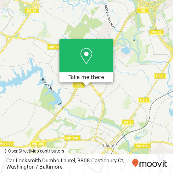 Mapa de Car Locksmith Dumbo Laurel, 8808 Castlebury Ct