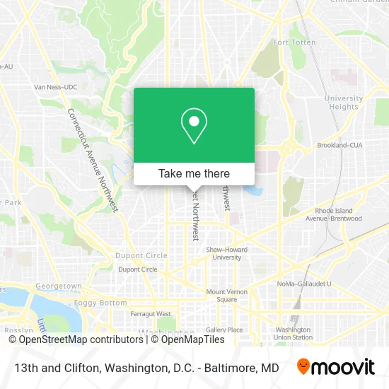 13th and Clifton map