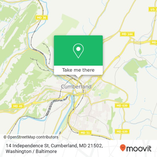 Mapa de 14 Independence St, Cumberland, MD 21502