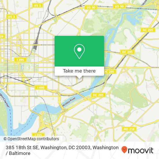 Mapa de 385 18th St SE, Washington, DC 20003