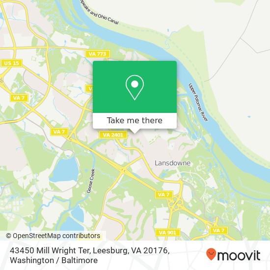 Mapa de 43450 Mill Wright Ter, Leesburg, VA 20176