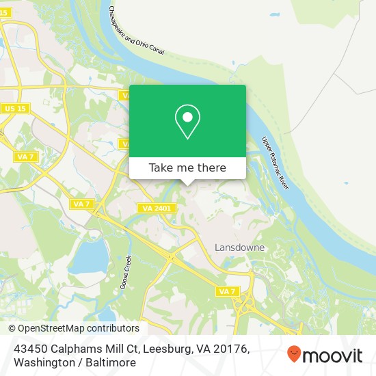 Mapa de 43450 Calphams Mill Ct, Leesburg, VA 20176