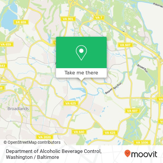 Department of Alcoholic Beverage Control map