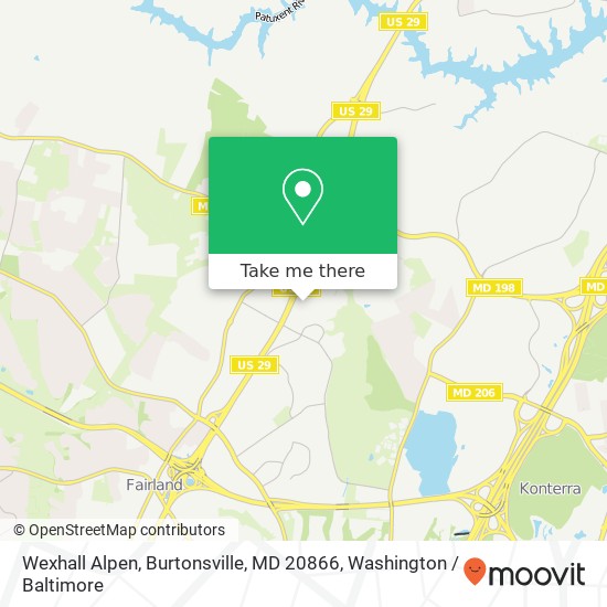 Mapa de Wexhall Alpen, Burtonsville, MD 20866