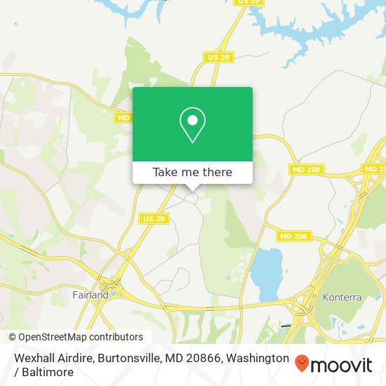 Mapa de Wexhall Airdire, Burtonsville, MD 20866
