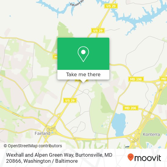 Mapa de Wexhall and Alpen Green Way, Burtonsville, MD 20866
