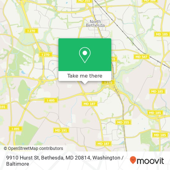 Mapa de 9910 Hurst St, Bethesda, MD 20814