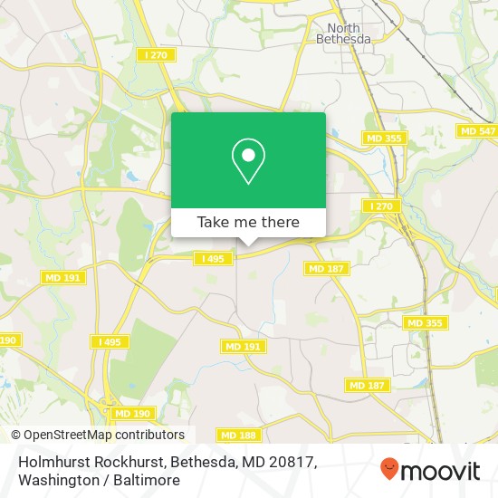 Mapa de Holmhurst Rockhurst, Bethesda, MD 20817