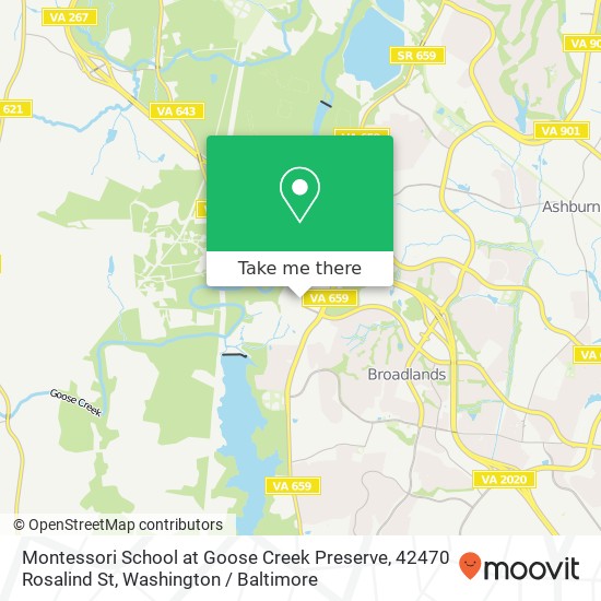 Montessori School at Goose Creek Preserve, 42470 Rosalind St map