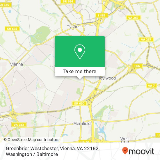 Mapa de Greenbrier Westchester, Vienna, VA 22182